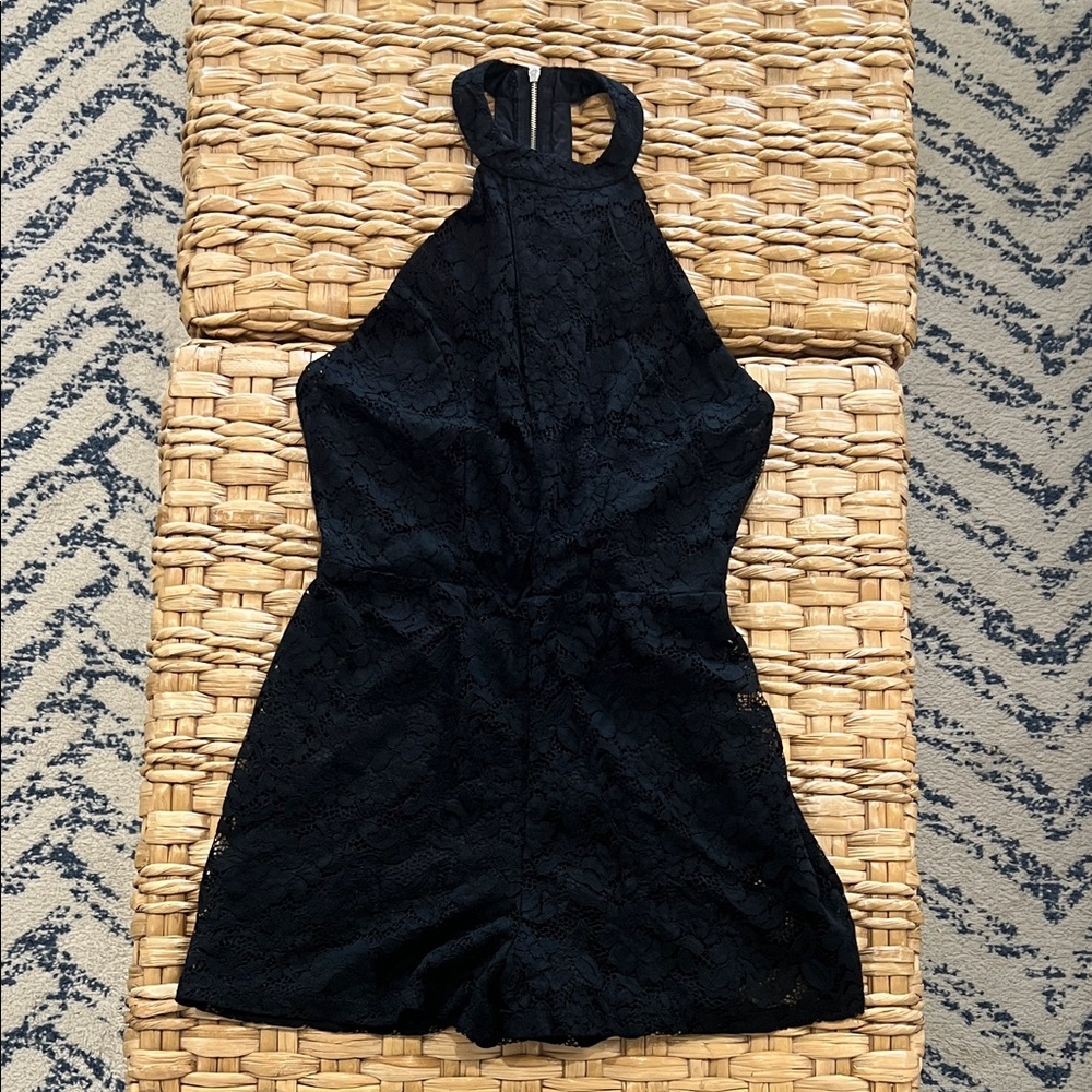 NWT Black Lace Halter Romper, size medium